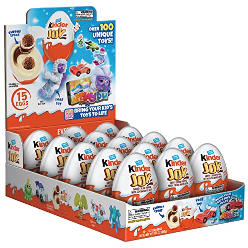 Kinder Joy Eggs, Cream and Chocolatey Wafers with Toy Inside,10.5 oz, Bulk 1 Pack, Packaging May Vary, 15 Eggs