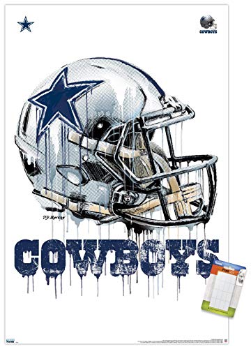 Trends International NFL Dallas Cowboys - Drip Helmet 20 Wall Poster, 22.375" x 34", Poster & Mount Bundle
