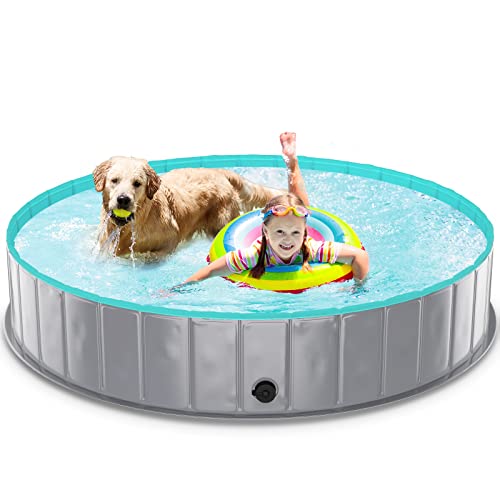 lunaoo Dog Pool Portable Kiddie Pool, Durable PVC Outdoor Swimming Pool for Large Small Dogs