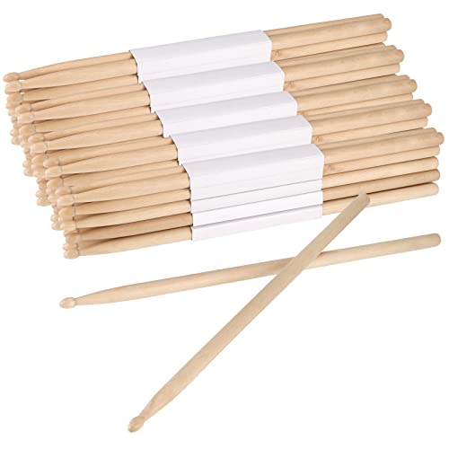 SINJEUN 24 Pairs 5A Drum Sticks, Classic Maple Wood Drum Sticks, 5A Wood Tip Drumstick for Beginners, Students and Adults