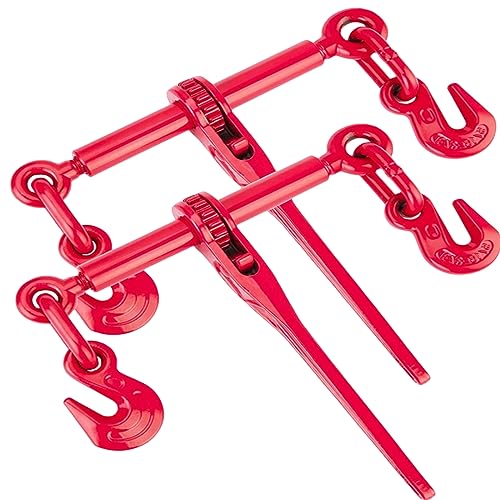 GPOAS Ratchet   5/16-3/8 Inch,2 Pack Load Binders  LBS Working Load Breaking Strength 19000LBS Capacity, Heavy Duty Ratchet Boomer Grade 80 Chain Truck Or Flatbed Trailer