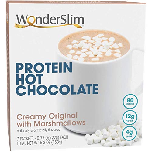 WonderSlim Protein Hot Chocolate, Creamy Original w/Marshmallows, 80 Calories, 12g Protein, 4g Sugar (7ct)