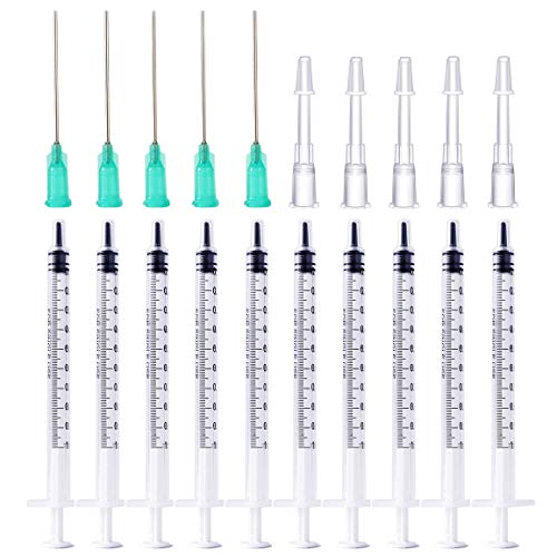BSTEAN 1ml Syringe with 18Ga 1.5 Inch Blunt Needle and Plastic Needle with Matching Cap (Pack of 10)