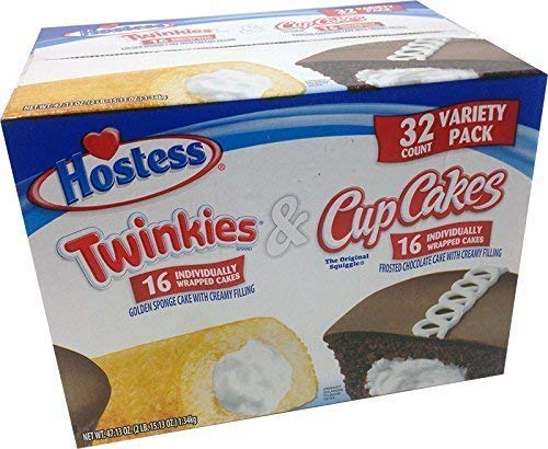 Hostess Twinkies & Cupcakes (16 Twinkies & 16 Cupcakes), Individually Wrapped, 32 Total