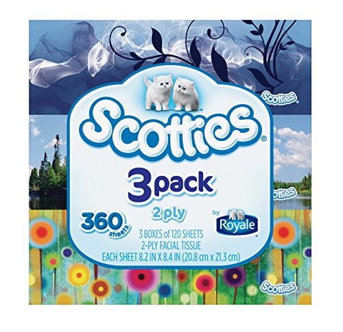 Scotties 2-Ply Facial Tissue, 120 Count (Pack of 3)