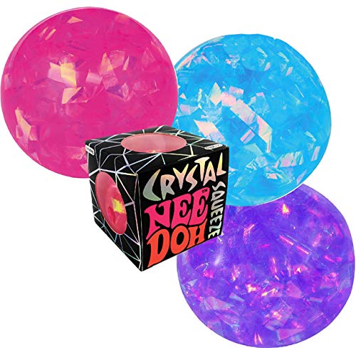 Nee-Doh Schylling Crystal Squeeze Groovy Glob! Squishy, Squeezy, Stretchy Stress Balls Blue, Pink & Purple Complete Gift Set Party Bundle - 3 Pack
