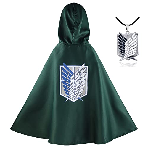 CICOCI Anime Cape with Necklace Cosplay Halloween Costume (S, Green)