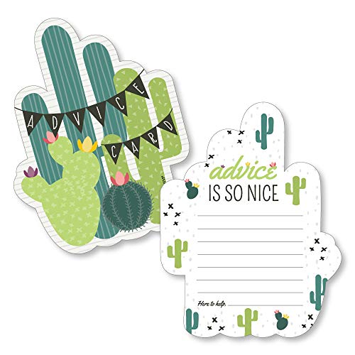 Big Dot of Happiness Prickly Cactus Party - Wish Card Fiesta Baby, Bridal Shower or Bachelorette Party Activities - Shaped Advice Cards Game - Set of 20