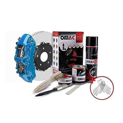 OMAC High Temperature Brake Caliper Paint System Kit, Heat Resistant Coating, Epoxy Paint Based System, Florida Blue (Glossy)