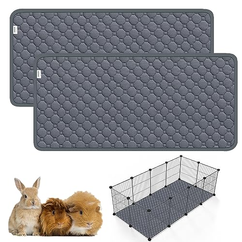 Cimiycob Guinea Pig Cage Liners for C&C 27 x14in 2 Pack, Washable Guinea Pig Pee Pads, Waterproof Reusable & Anti Slip, Super Absorbent Guinea Pig Bedding for Small Animal, Rabbit, Bunny, Chinchilla