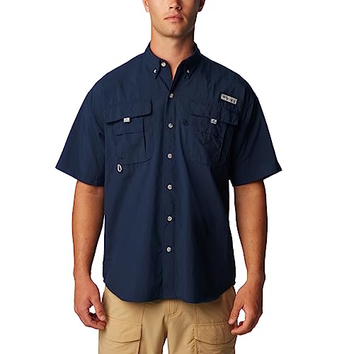 Columbia Men's Bahama II UPF 30 Short Sleeve PFG Fishing Shirt, Collegiate Navy, Medium