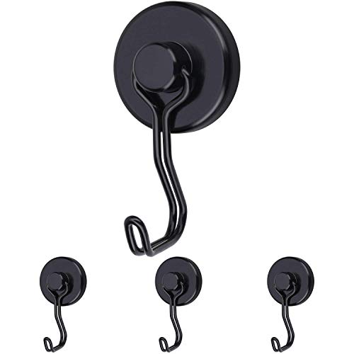 Harmiey Magnetic Hooks 100LB Cruise Refrigerator Heavy Duty Neodymium Rare Earth Magnetic Hangers,Rubber Scratch-Resistant BaseIdeal for Indoor/Outdoor Hanging(Black 4Pack)