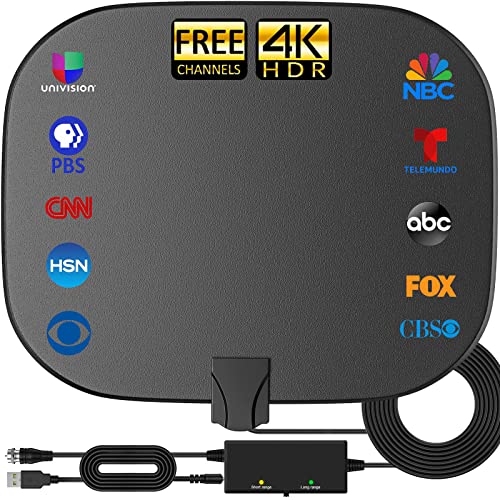 2023 Upgraded Amplified HD Digital TV Antenna Long 450+ Miles Range, Support 360Reception 4K 1080p for Smart Old Television, Amplifier Signal Booster for Local Channels-20ft Coax HDTV Cable
