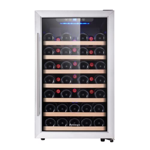 Kalamra KRC-52SZF 4.2 Cu.ft 50 Bottle Single Zone Wine Refrigerator with S/S Door and Handle, Black