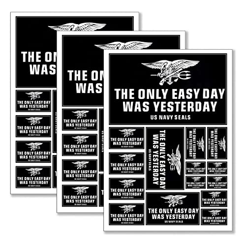 QQSD US Navy Seals Flag Sticker The Only Easy Day was Yesterday Decal in Multiple Sizes (3 Pack, 11.7 x 8.3 Inches)