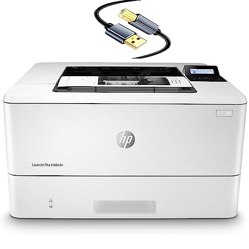 HP Laserjet Pro M404dn Single-Function Wired Monochrome Laser Printer - Print only - Ethernet only, 40 ppm, 1200 x 1200 dpi, 256MB RAM, Auto Duplex Printing, 8.5x14, 2-line LCD,Tillsiy Printer Cable