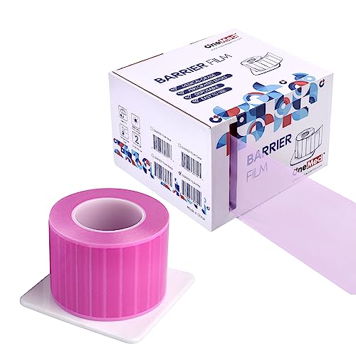 OneMed Dental Barrier Film Roll with Dispenser Box 4" x 6" Disposable Barrier Tape for Dental Clinic Tattoo Beauty Salon 1200 Sheets/Roll 1 Roll (1200 Sheets Pink)