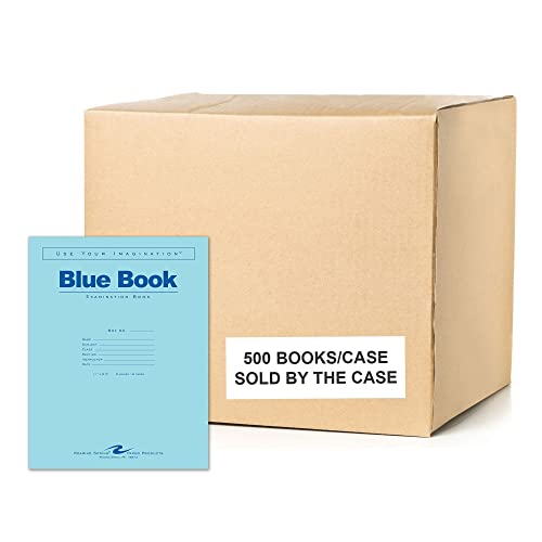 Roaring Spring Exam Blue Books, Case of 500, 11" x 8.5", 8 Sheets/16 Pages, Wide Ruled with Margin, Proudly Made in the USA!