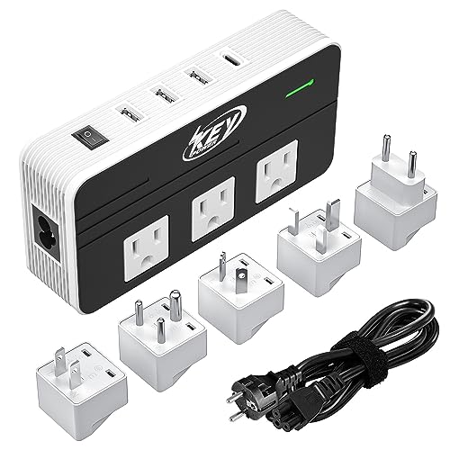 Key Power 230-Watt Step Down 220V to 110V Voltage Converter & International Travel Adapter/Power Converter with USB-C Port 18W - [Use for USA Appliance Overseas in Europe, AU, UK, Ireland, etc.]