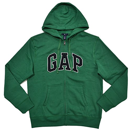 Gap Mens Fleece Arch Logo Full Zip Hoodie (L, Dark Green)