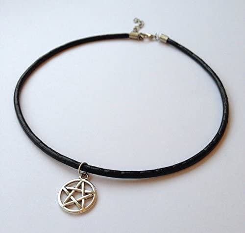 Silver Pentagram Goddess Pagan Wiccan Witch Necklace Choker Charm Choker Necklace