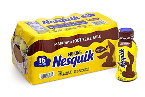 BETRULIGHT - READY-TO-DRINK Delicious Goodness Of Nestle Nesquik Chocolate Lowfat Milk 8 fl. oz. Bottle + Betrulight Fridge Magnet (Chocolate, Pack of 15) Packaging May Vary