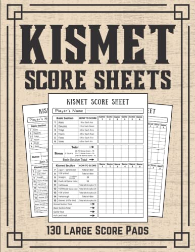 Kismet Score Sheets: Kismet Scoring Game Record Keeper - kismet game sheets / 130 Kismet Large Score Sheets, Size 8.5 x 11 Inch