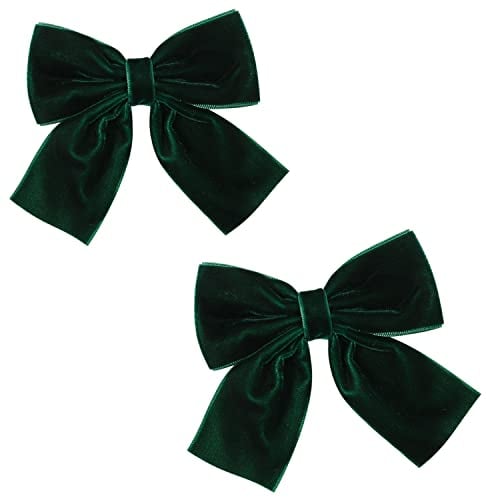 Hjiaruiky Hair Bows for Girls Toddlers Velvet Bows for Hair Hand-made Big Bows Clips for Little Girl Toddlers Green