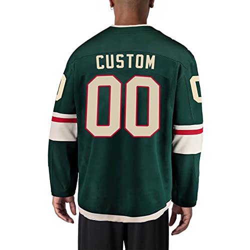 Custom Hockey Jerseys for Men Women Youth Fans Gifts Hockey Team Jerseys Personalized Any Name Number Red-Green