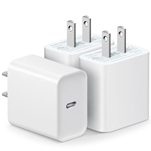 [3 Pack] USB C Wall Charger Block 20W PD Power Adapter Compatible with iPhone 14/14 Pro/14 Pro Max/14 Plus/13/12/11, iPad Pro, Google Pixel 7/6/5/4/3, Samsung Galaxy S22 S21 and More