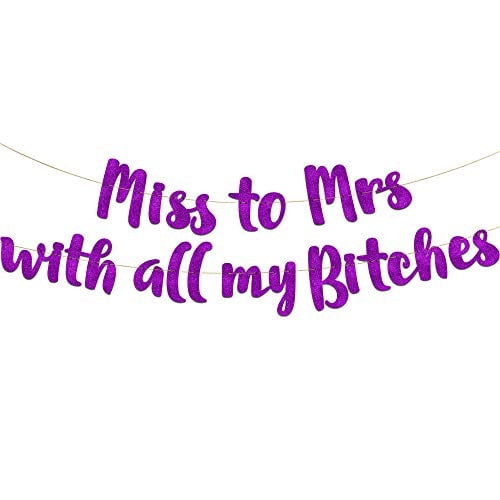 Miss to Mrs Classy & Sassy Bachelorette Purple Glitter Banner - Bachelorette Party Decorations, Favors and Supplies