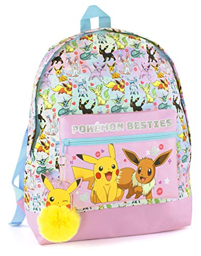 Pokemon Glitter School Backpack | Eevee Besties Design | Dream Bag for Fun & School | Spacious Compartments