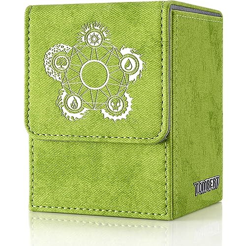 Tombert 150+ Premium Deck Box for MTG, PTCG, Large Capacity with 2 Dividers, Fits 150+ Sleeved Cards TCG Trading Card Games(bright green)