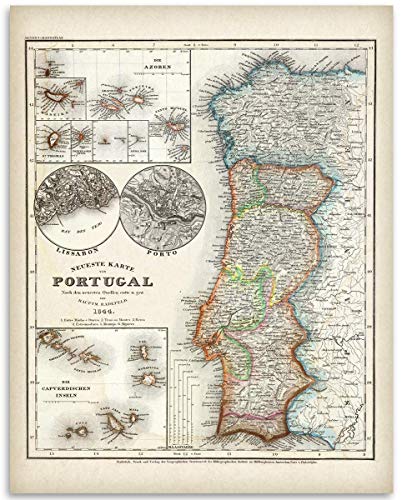 Portugal Map 1844-11x14 Unframed Art Print - Great Vintage Gift and Decor for History Buffs and Old Map Enthusiasts Under $15