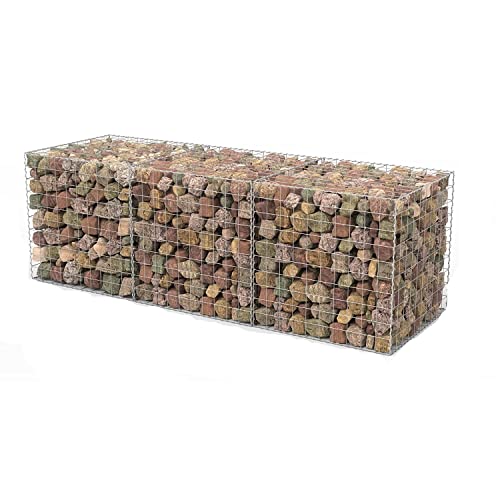 AdirPro Gauge Welded Gabion Basket - Galvanized Rock Stone Walls Mesh Cage - Garden Stone Wire Basket Fencing for Outdoor Landscape Lawn, Patio (3 Cubic Feet, 3 Pack)