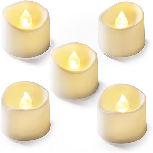 Homemory 12Pcs Flickering Flameless Candle Battery Operated, 200+Hours Fake Electric LED Candles Tea Lights for Votive, Centerpiece Table Decorations