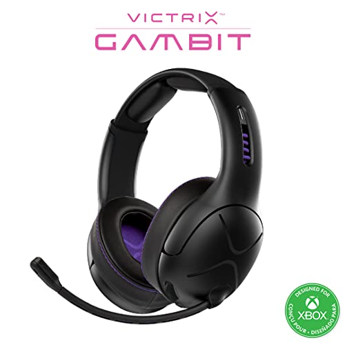 Victrix Gambit Black Wireless and Wired Gaming Headset with Mic - Microsoft Xbox One, Series X|S, PC - Esports-Ready Pro Audio, Noise Cancelling Microphone, Ultra-Comfort Over the Ear Headphones