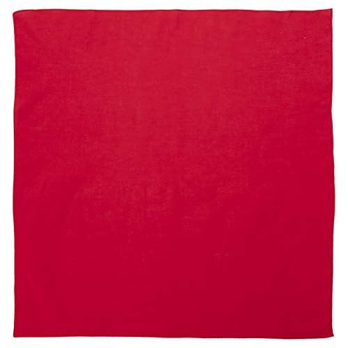 Large 100% Cotton Solid Color Blank Bandanas (22 x 22) - Red Single Piece 22x22 - For Custom Printing, Handkerchief, Headband, Head Scarf - Double Sided Blank Color