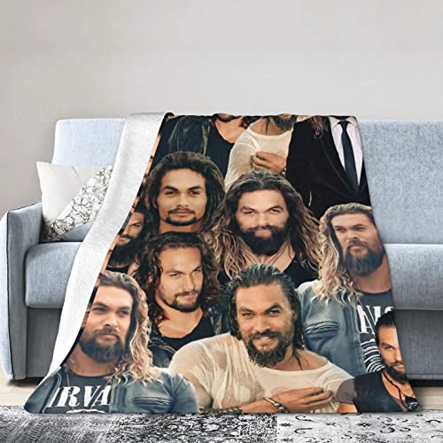 Jason Momoa Collage Blanket Cute Anime Fleece Throw Blankets and Throws for Boys Girls Men Women Ultra Soft Lightweight Plush Cozy Warm Flannel Blanket 50"X40"