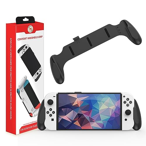 JDDWIN Switch OLED/Switch Dockable Hand Grip,Comfort handheld for Switch OLED/Switch with Specially Ergonomic Design Compatible with Nintendo Switch Grip (Black)