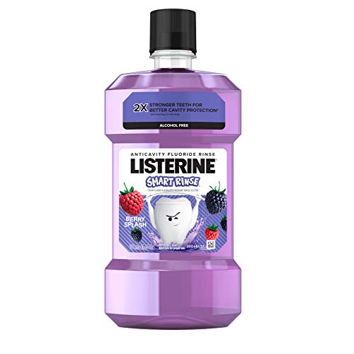 Listerine Smart Rinse Kids Alcohol-Free Anticavity Fluoride Mouthwash, ADA Accepted Oral Rinse for Cavity Protection, Berry Splash Flavor for Kids Oral Care, 500 mL