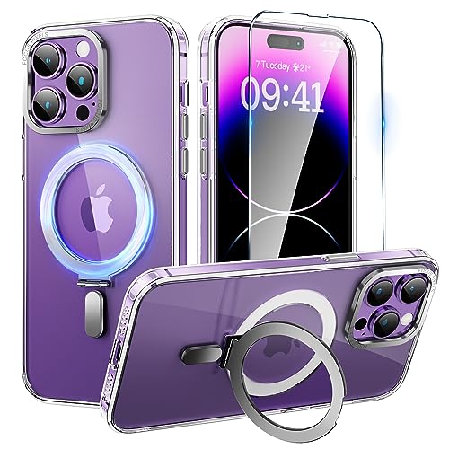 niufoey for iPhone 14 Pro Case with Magnetic Invisible Stand [Compatible with Magsafe] Shockproof Slim Translucent Matte Cases for iPhone 14 Pro, 6.7" Clear