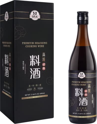 52USA Premium Shaoxing Cooking Wine, Chinese Asian Cooking Wine, Shao Hsing Rice Wine, Shaoxing Rice Wine, Hsing Rice Wine, Fermented Rice Wine, Homemade Asian Cooking, 640ml