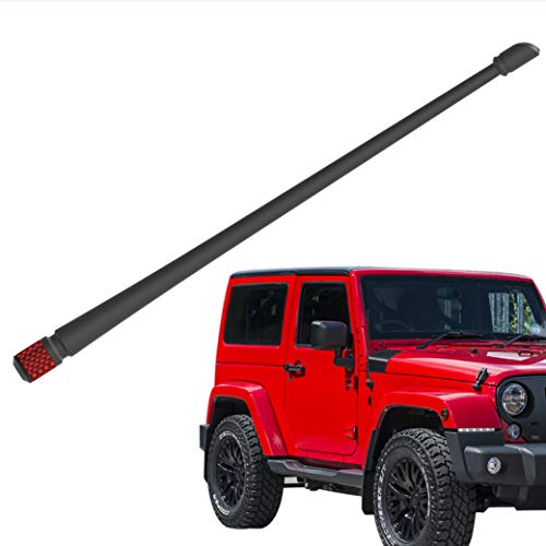 Rydonair Antenna Compatible with Jeep Wrangler JK JKU JL JLU Rubicon Sahara (2007-2023) | 13 inches Flexible Rubber Antenna Replacement | Designed for Optimized FM/AM Reception W/Red Bottom