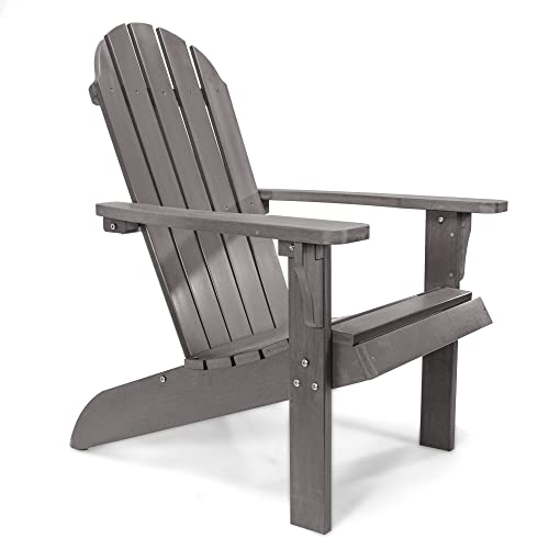 PolyTEAK Adirondack Chair, Premium Weather Resistant Poly Lumber, Outdoor Patio Furniture, Up to 300 lbs, Plastic Adirondack Chairs for Porch, Deck, & Pool Side, Traditional Element Collection, Grey