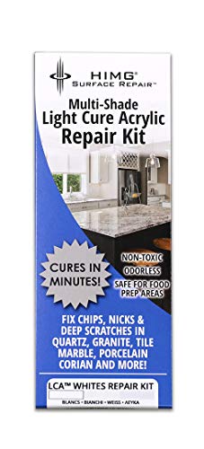 LCA(TM) White Tones, Light Cure Acrylic DIY Surface Repair Kit for Granite, Marble and Porcelain