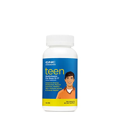 GNC milestones Teen Multivitamin for Boys 12-17, Supports Energy, Muscle, Skin Immunity, 60 Servings