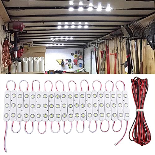 60 LEDs 12V Van Interior Light Car LED Ceiling Lights Kit, Super Bright Lighting Dome Lamp for Van RV Truck Auto Vehicle Boats Caravans Trailers Lorries Cargo Transit Bus Camper (20 Modules, White)