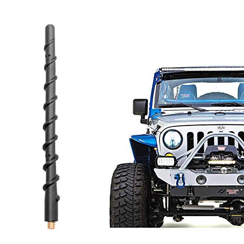 VOFONO Spiral Short Antenna for Jeep Wrangler JK JL Unlimited Rubicon Sahara Gladiator 2007-2023, 9 Inch Flexible Rubber Antenna Replacement, Jeep Accessories Designed for Optimized Radio Reception