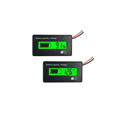 DC 12V 24V 36V 48V 72V Battery Meter, Battery Capacity Voltage Monitor Gauge Indicator, Lead-Acid&Lithium ion Battery Tester, for Golf Cart RV Marine Boat Club Car Motorcycle - with Alarm, Green